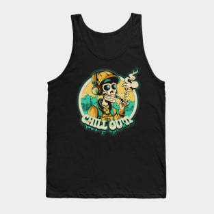 Hip Hop Skull Chill Out Artwork smoking weed Tank Top